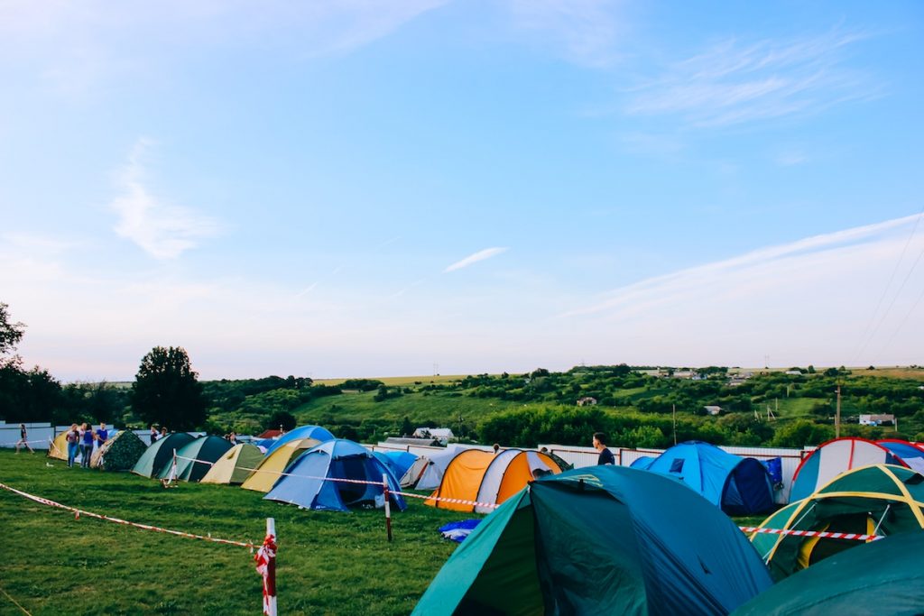 colorful tents at campsite 