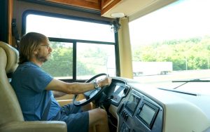 husband driving an rv