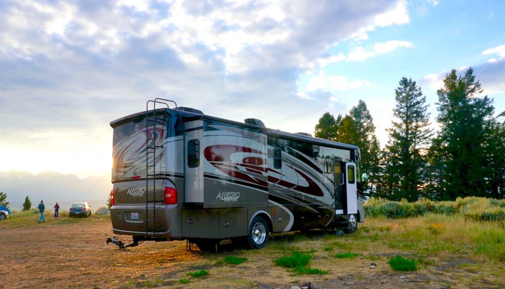 class A motorhomes parked in california