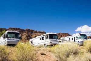 class A motorhomes parked in california