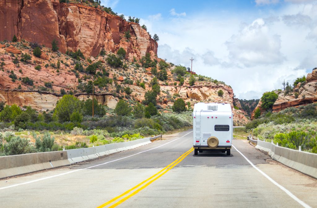 rv driving on highway