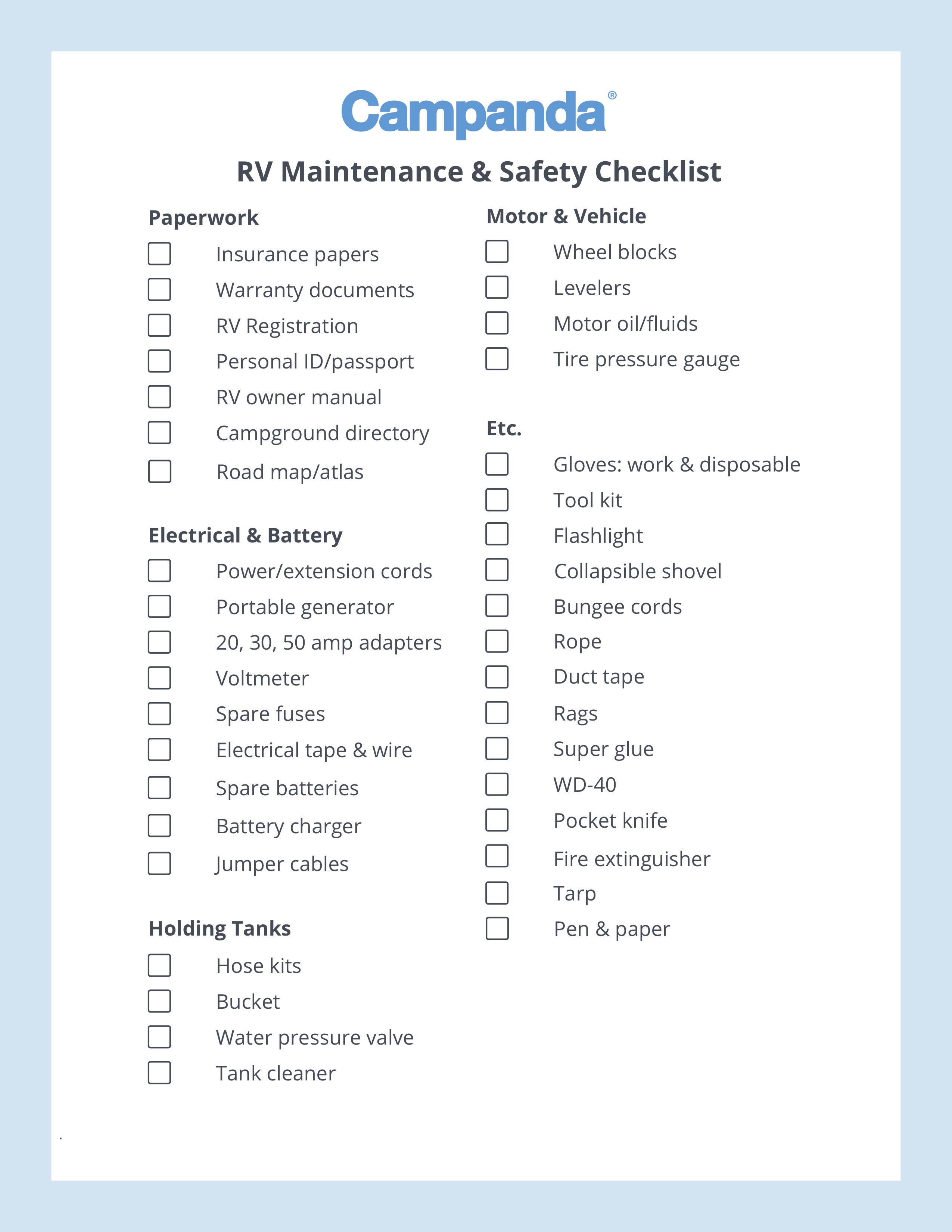 Organised camping checklists  Camping packing, Camping