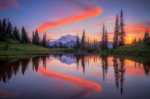 Tipsoo Lake sunset mount rainier national park rv camping pacific northwest