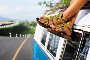 van camping camper van sandals travel vintage van