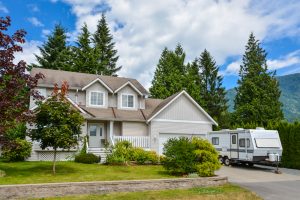 RV in the driveway unused underused motorhome trailer